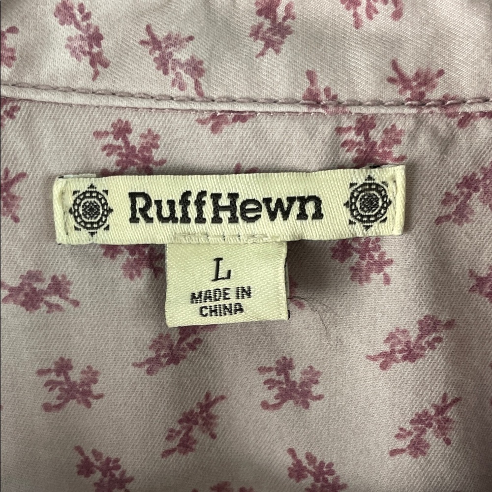 Ruff Hewn Pink Floral Button Down Shirt Size L - Picture 2 of 6